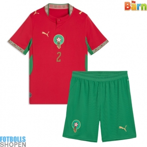 Billiga Marocko Achraf Hakimi #2 Hemmatröja Barn VM 2026 Kortärmad (+ Korta byxor)
